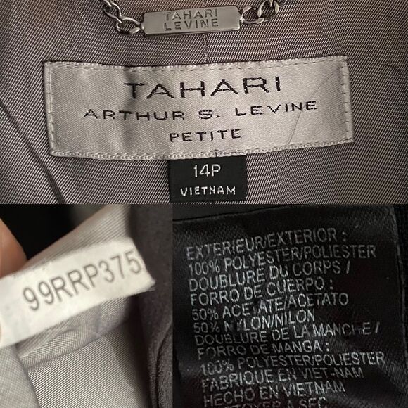 (SOLD) TAHARI Arthur S. Levine Button Front Blazer Black 14P - Picture 10 of 10